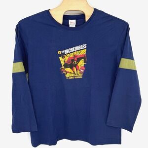 Disney Store Pixar The Incredibles Family Dynamic Men's Long Sleeve XL‎ Blue NWT